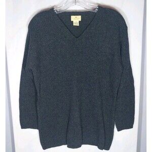 Vtg Limited America Women’s XS Gray Lambswool Blend V-Neck Sweater 3/4 Sleeve
